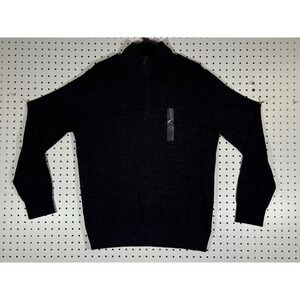 Gap Factory Mens HZ Mock Neck Soft Black Quarter Zip Sweater L 485391-01